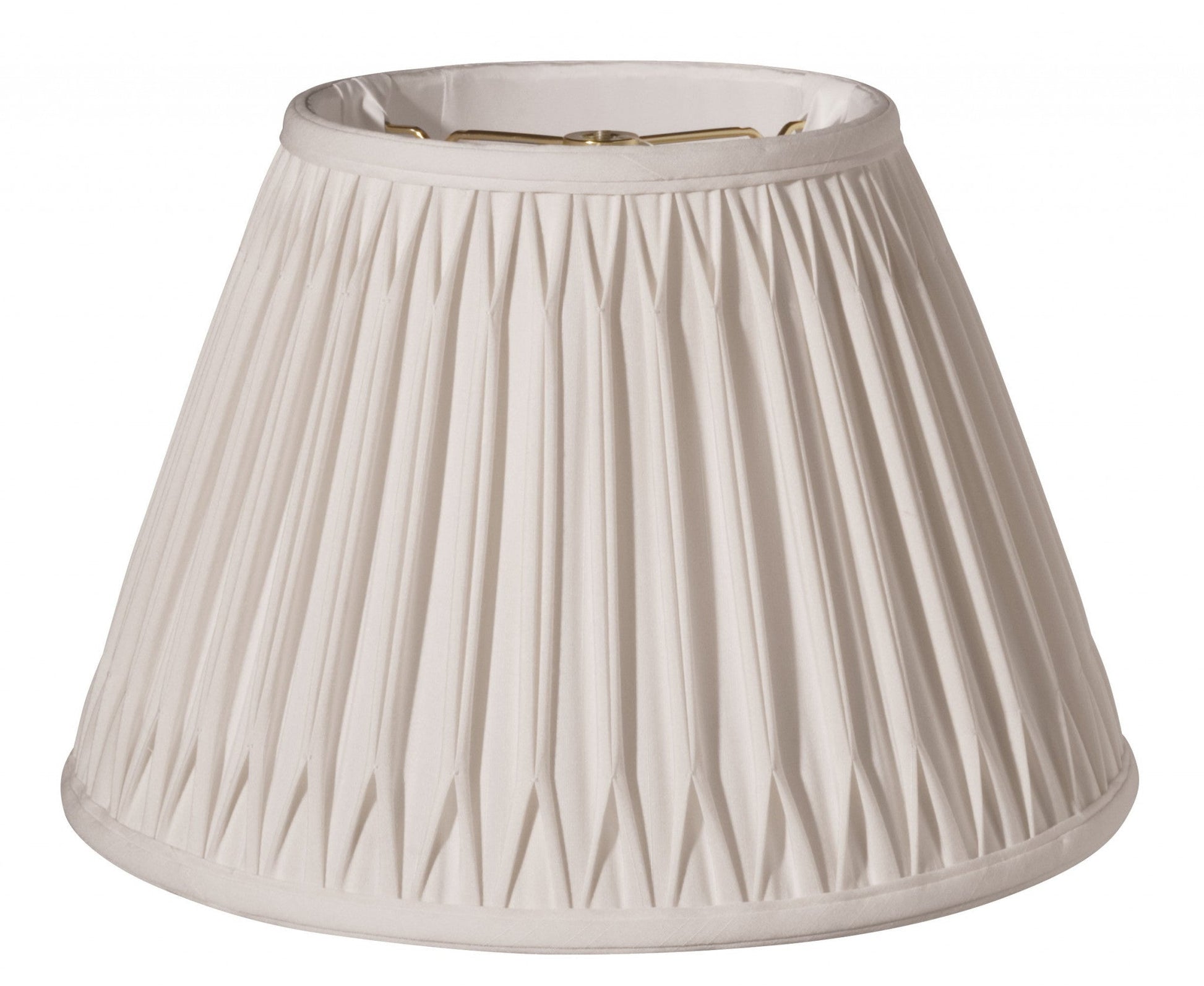 HomeRoots 16" Slanted Bell Smocked Paperback Shantung Lampshade in Cream Finish