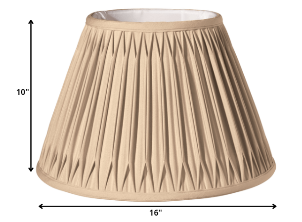 HomeRoots 16" Slanted Bell Smocked Paperback Shantung Lampshade in Vintage Gold Finish