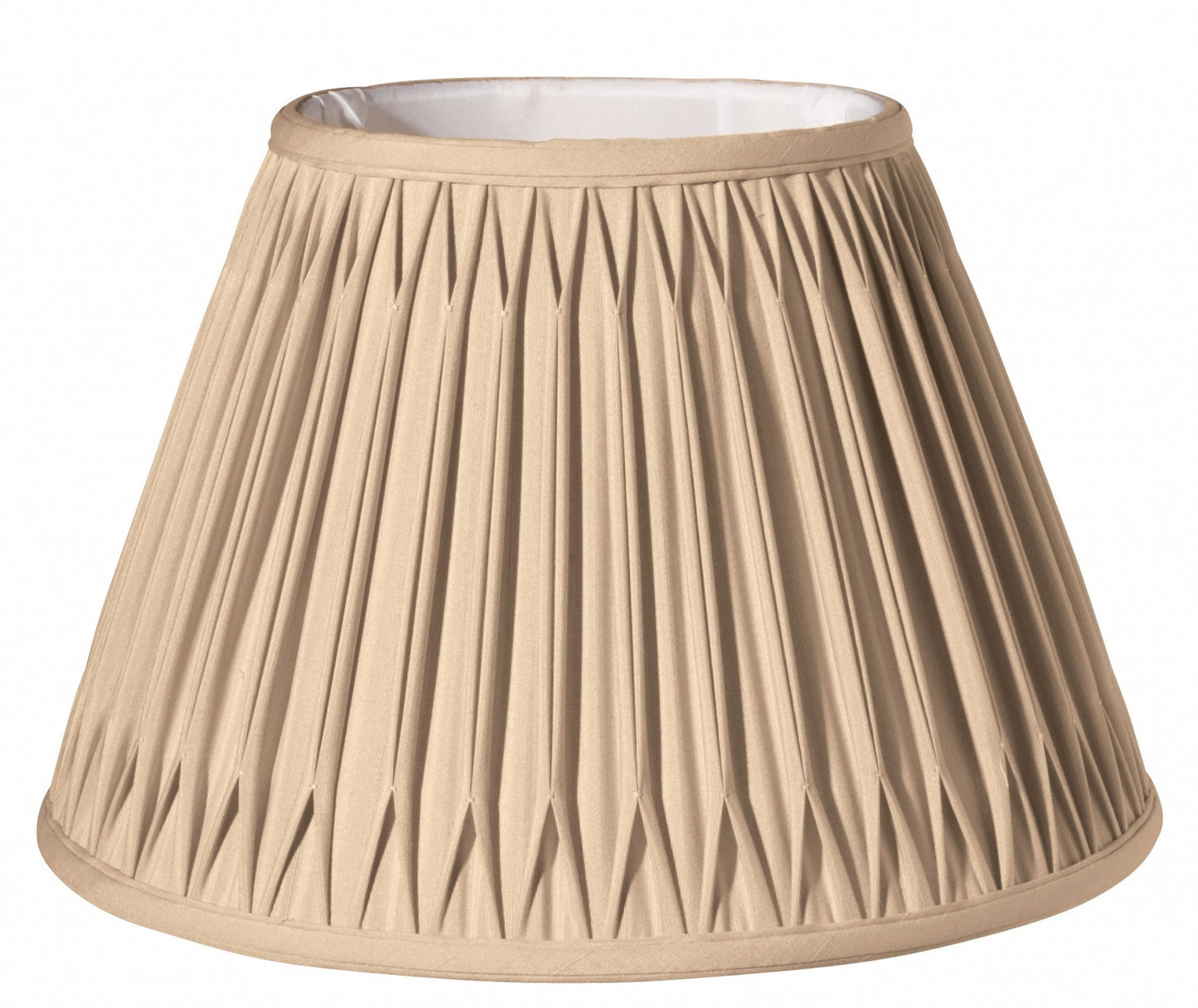 HomeRoots 16" Slanted Bell Smocked Paperback Shantung Lampshade in Vintage Gold Finish