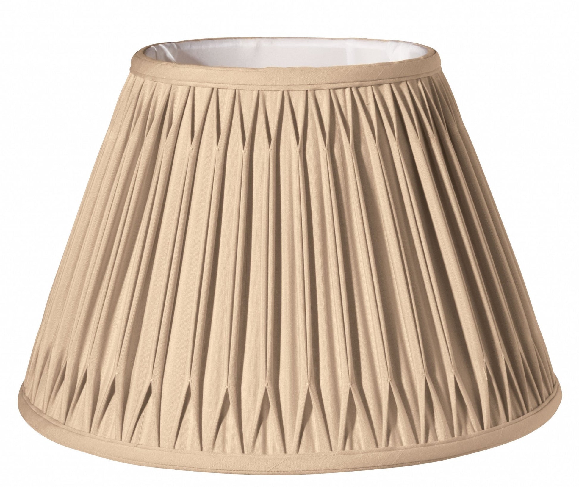 HomeRoots 16" Slanted Bell Smocked Paperback Shantung Lampshade in Vintage Gold Finish
