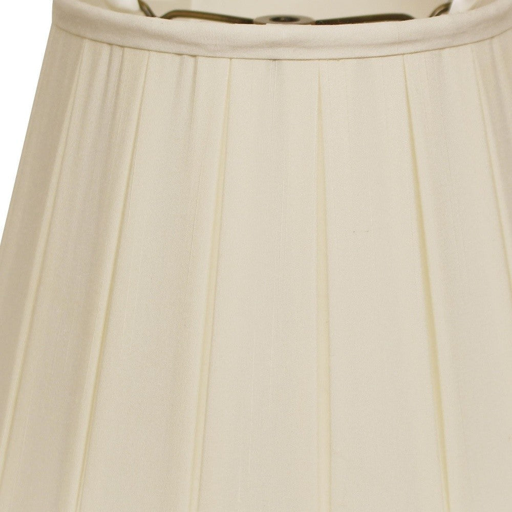 HomeRoots 16" Slanted Crimped Box Shantung Lampshade in Ivory Finish