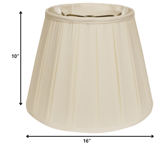HomeRoots 16" Slanted Crimped Box Shantung Lampshade in Ivory Finish