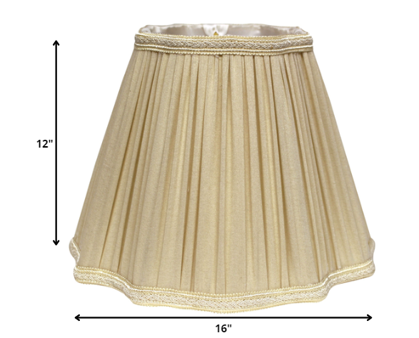 HomeRoots 16" Slanted Fancy Square Shantung Lampshade in Pearl Grey Finish