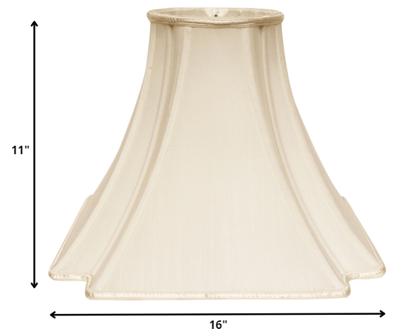 HomeRoots 16" Slanted Notch Square Shantung Lampshade in Ivory Finish