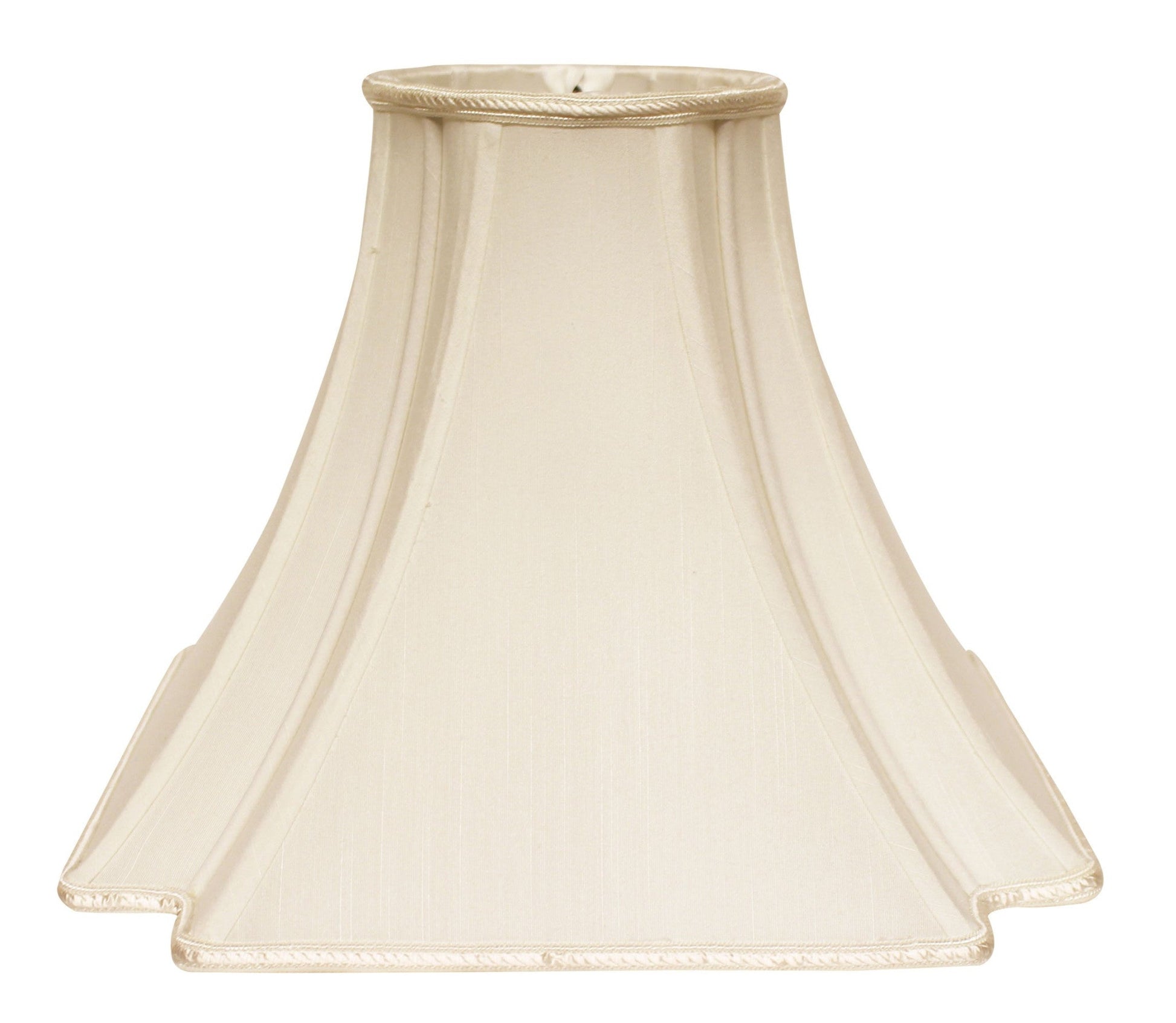 HomeRoots 16" Slanted Notch Square Shantung Lampshade in Ivory Finish