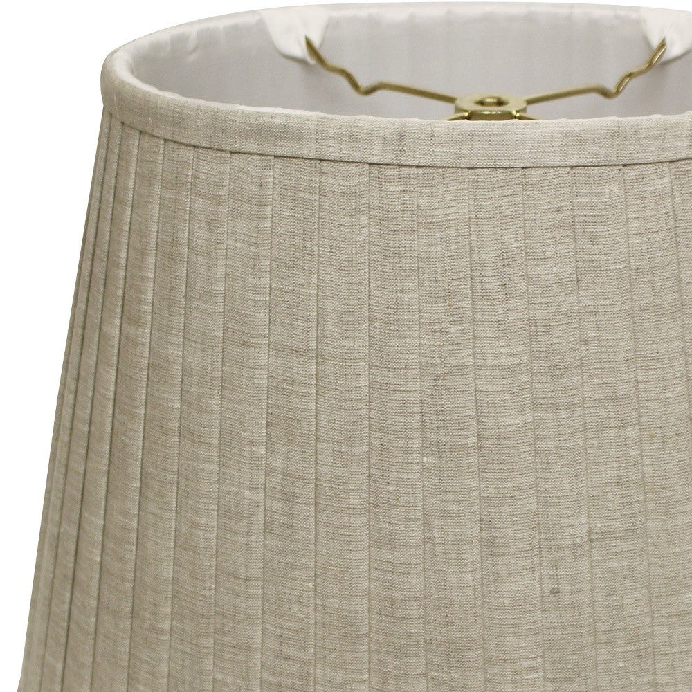 HomeRoots 16" Slanted Oval Paperback Linen Lampshade in Cream Finish