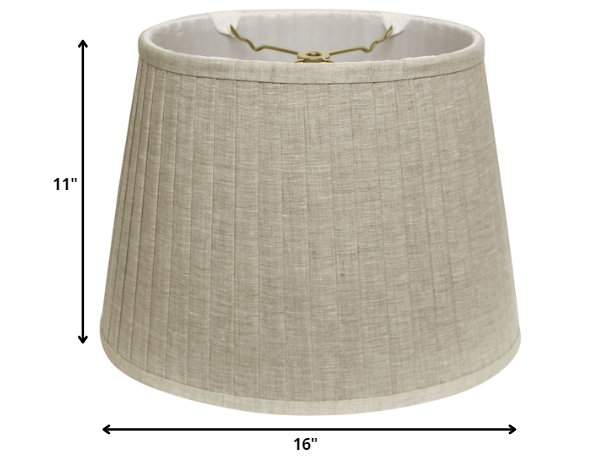 HomeRoots 16" Slanted Oval Paperback Linen Lampshade in Cream Finish