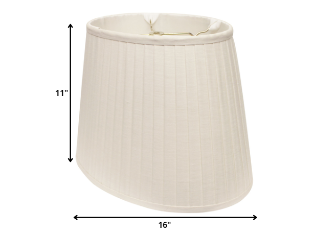HomeRoots 16" Slanted Oval Paperback Linen Lampshade in White Finish