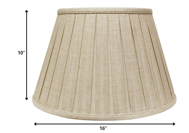 HomeRoots 16" Slanted Paperback Linen Lampshade With Box Pleat in Cream Finish