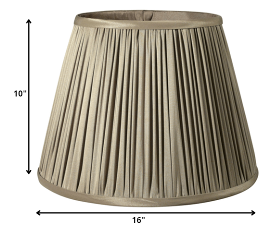 HomeRoots 16" Slanted Paperback Pleated Tafetta Lampshade in Ash Finish