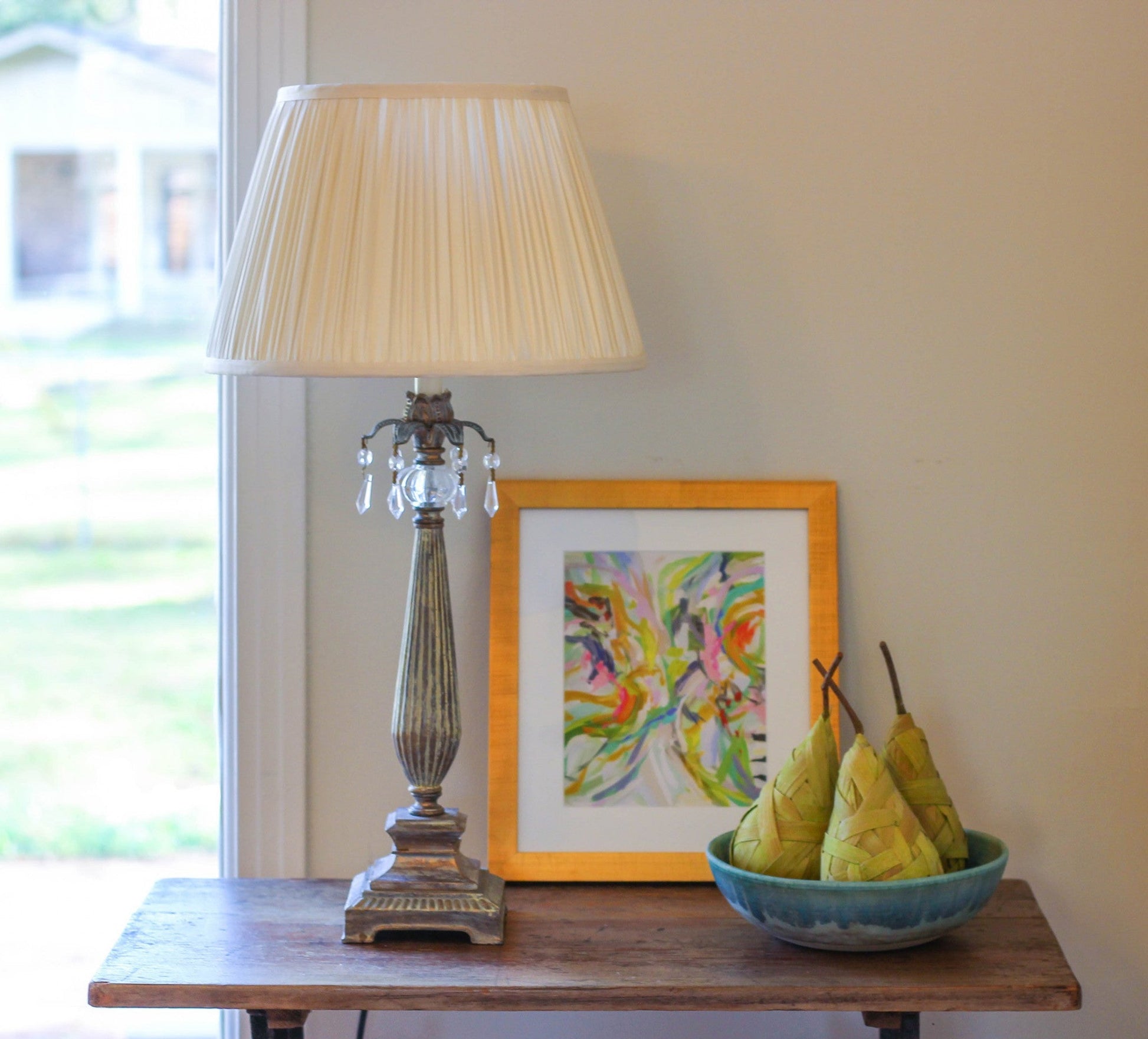 HomeRoots 16" Slanted Paperback Pleated Tafetta Lampshade in Pale Grey Finish