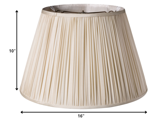HomeRoots 16" Slanted Paperback Pleated Tafetta Lampshade in Pale Grey Finish
