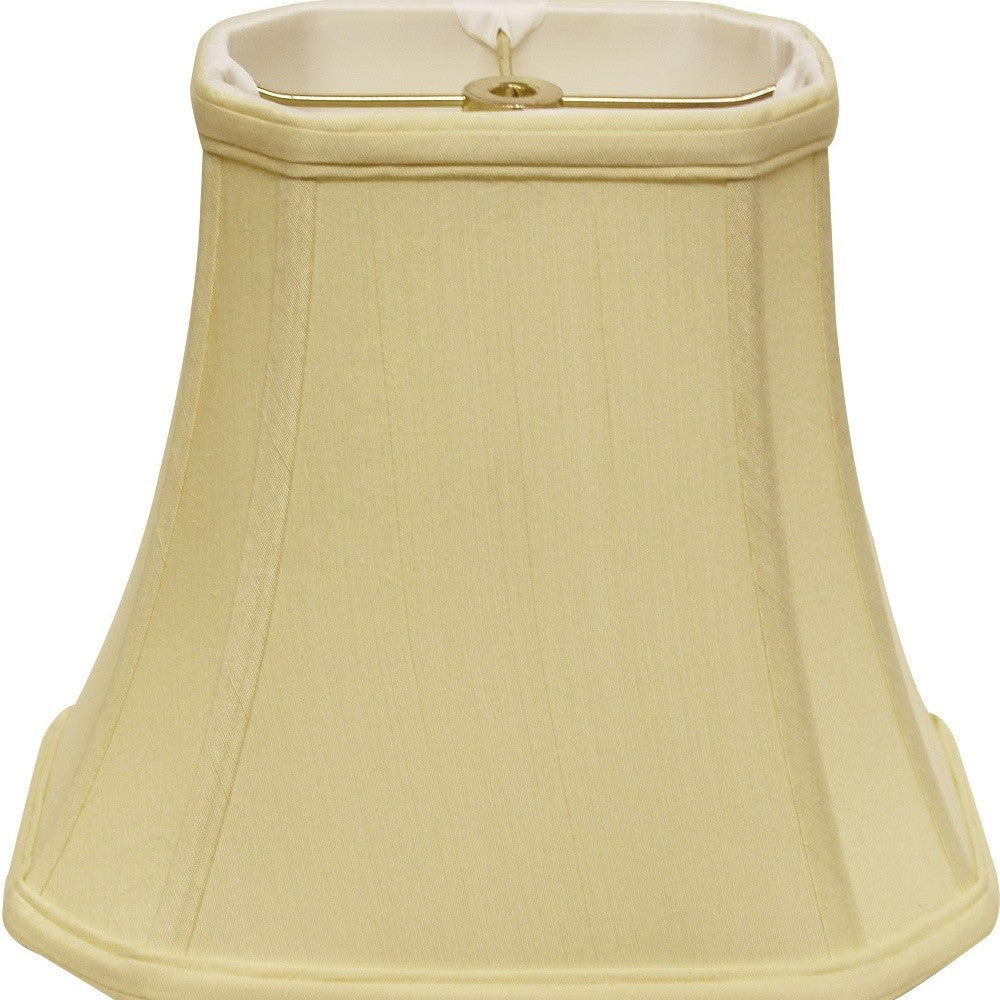 HomeRoots 16" Slanted Rectangle Bell Monay Shantung Lampshade in Antique White Finish