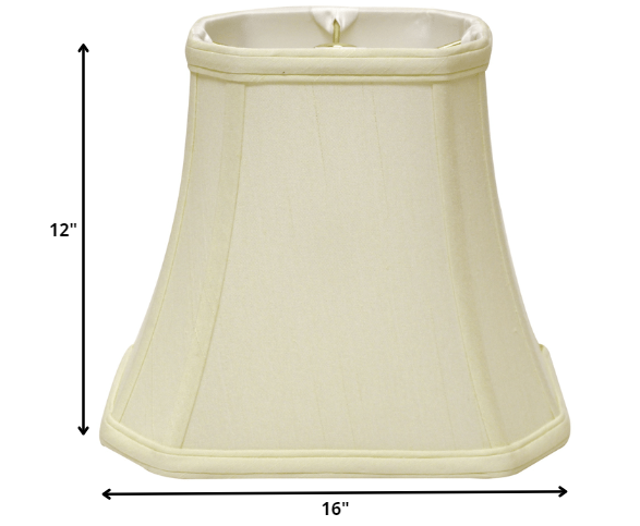 HomeRoots 16" Slanted Rectangle Bell Monay Shantung Lampshade in Ivory Finish