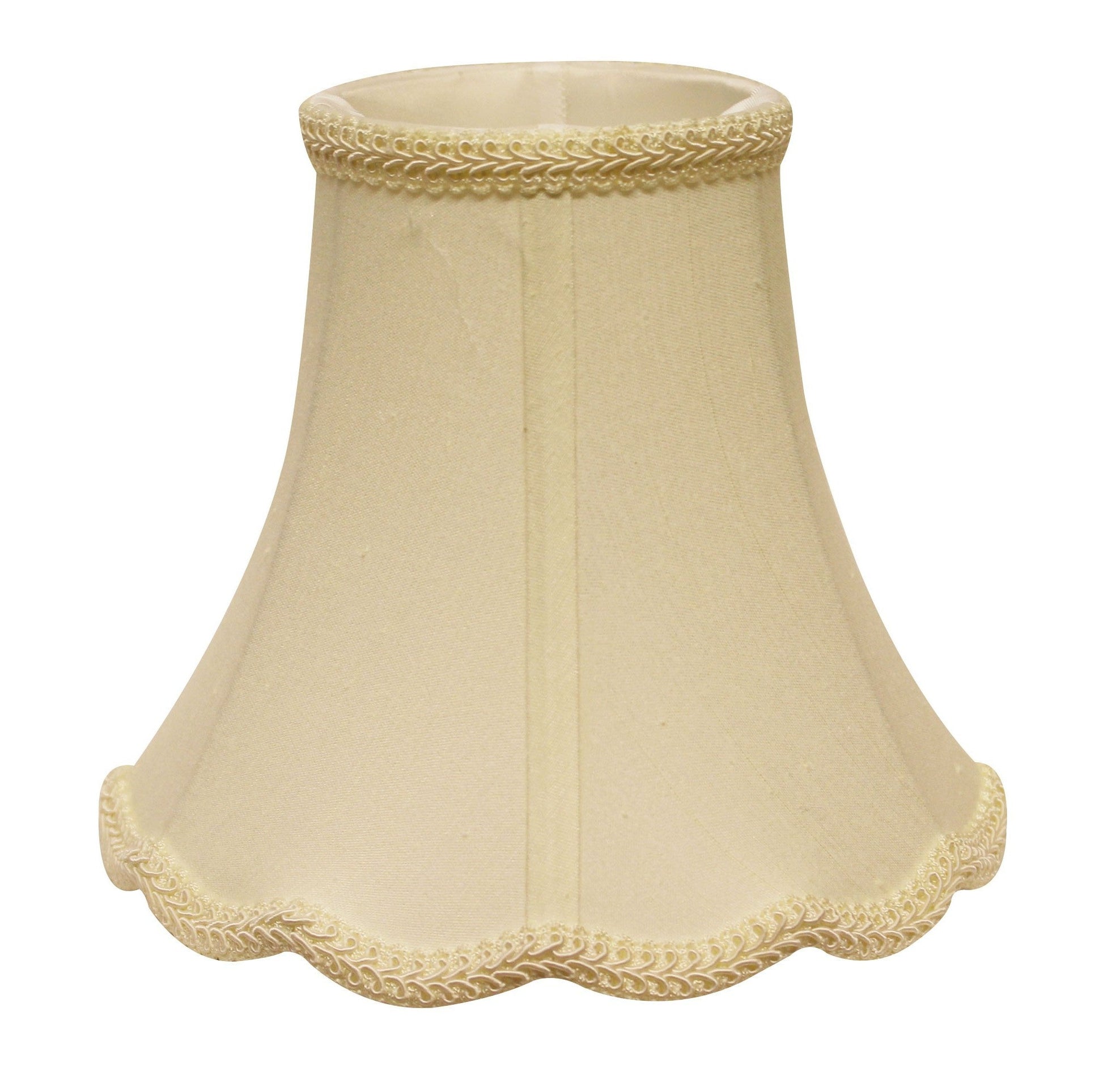 HomeRoots 16" Slanted Scallop Bell Monay Shantung Lampshade in Ivory Finish