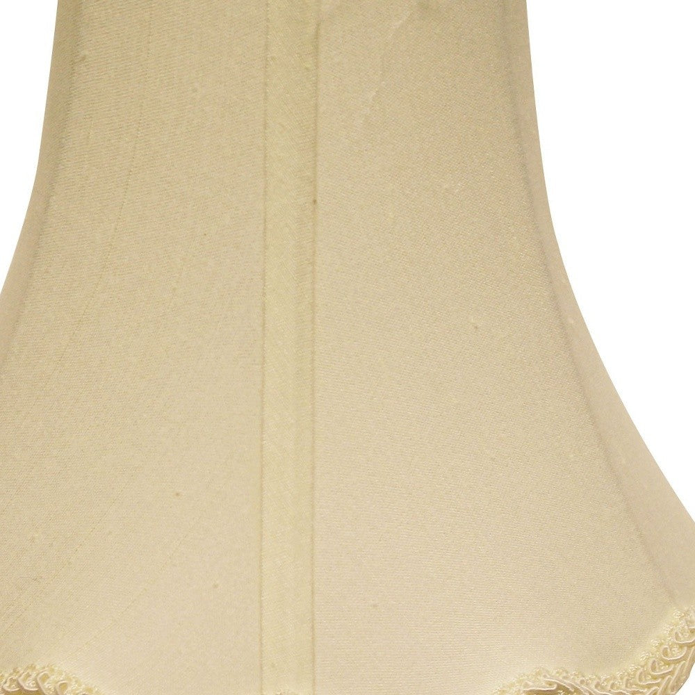 HomeRoots 16" Slanted Scallop Bell Monay Shantung Lampshade in Ivory Finish