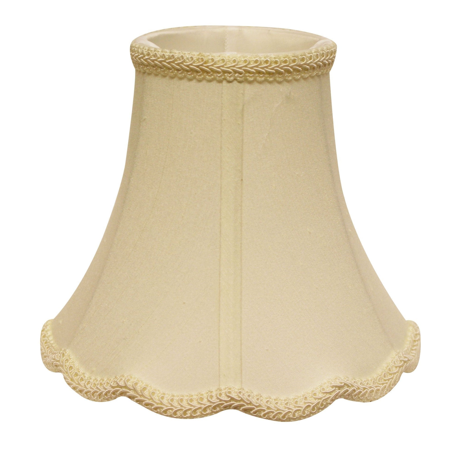 HomeRoots 16" Slanted Scallop Bell Monay Shantung Lampshade in Ivory Finish