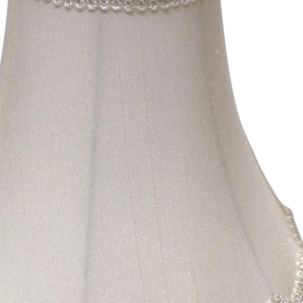 HomeRoots 16" Slanted Scallop Bell Monay Shantung Lampshade in White Finish
