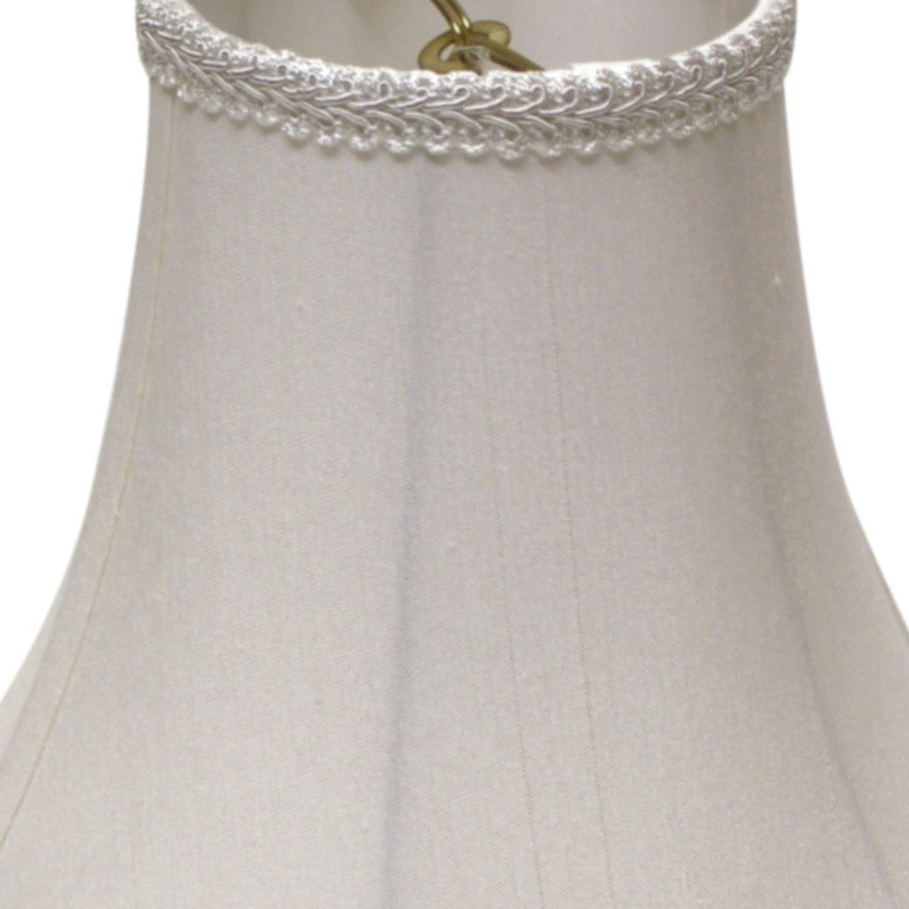 HomeRoots 16" Slanted Scallop Bell Monay Shantung Lampshade in White Finish