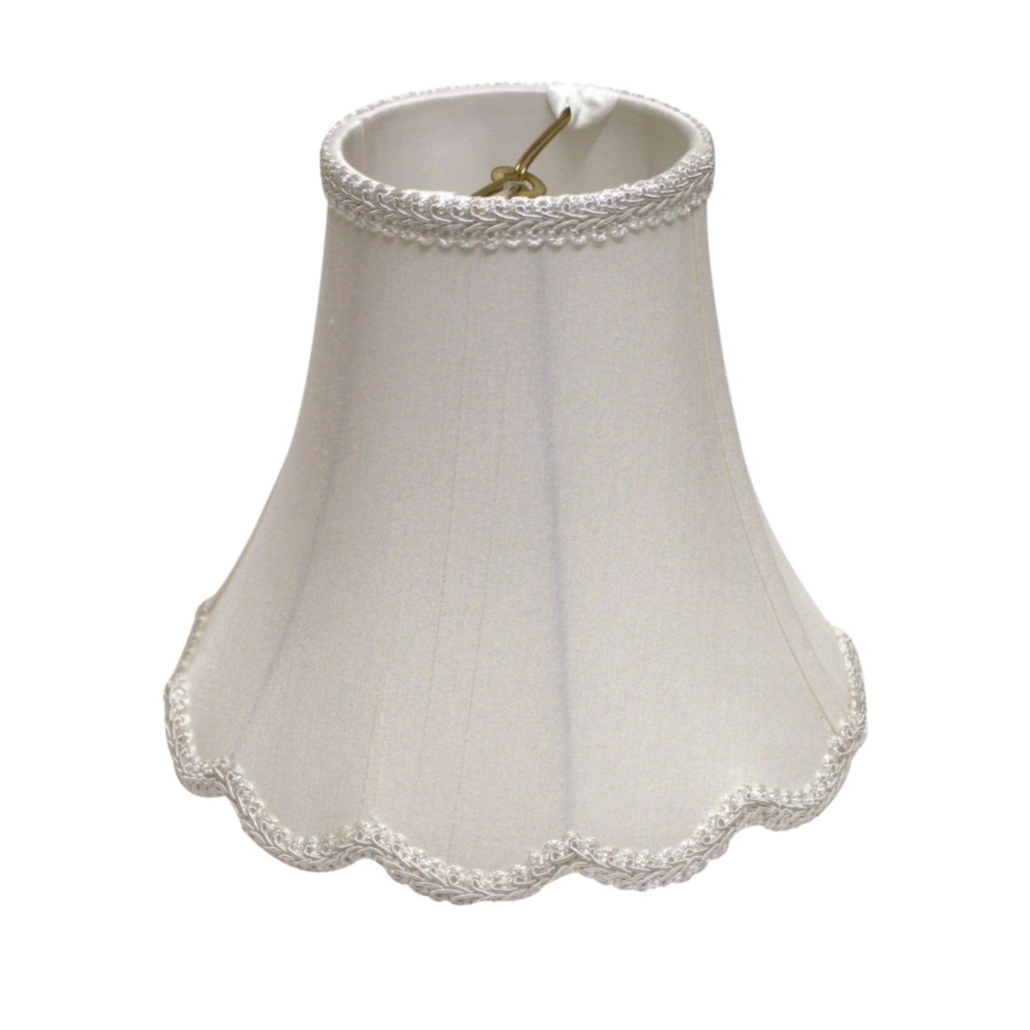 HomeRoots 16" Slanted Scallop Bell Monay Shantung Lampshade in White Finish