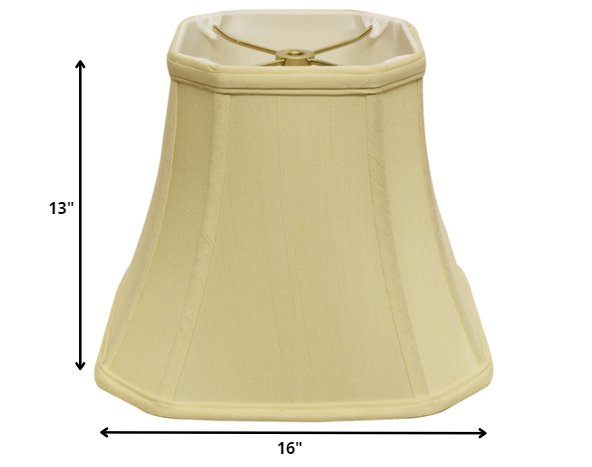 HomeRoots 16" Slanted Square Bell Monay Shantung Lampshade in Antique White Finish