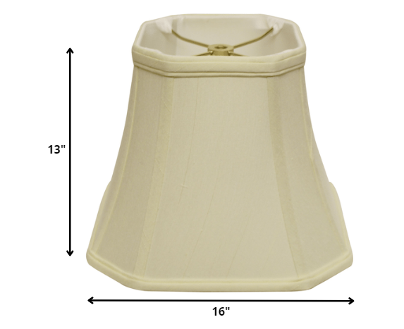 HomeRoots 16" Slanted Square Bell Monay Shantung Lampshade in Ivory Finish