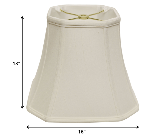 HomeRoots 16" Slanted Square Bell Monay Shantung Lampshade in White Finish