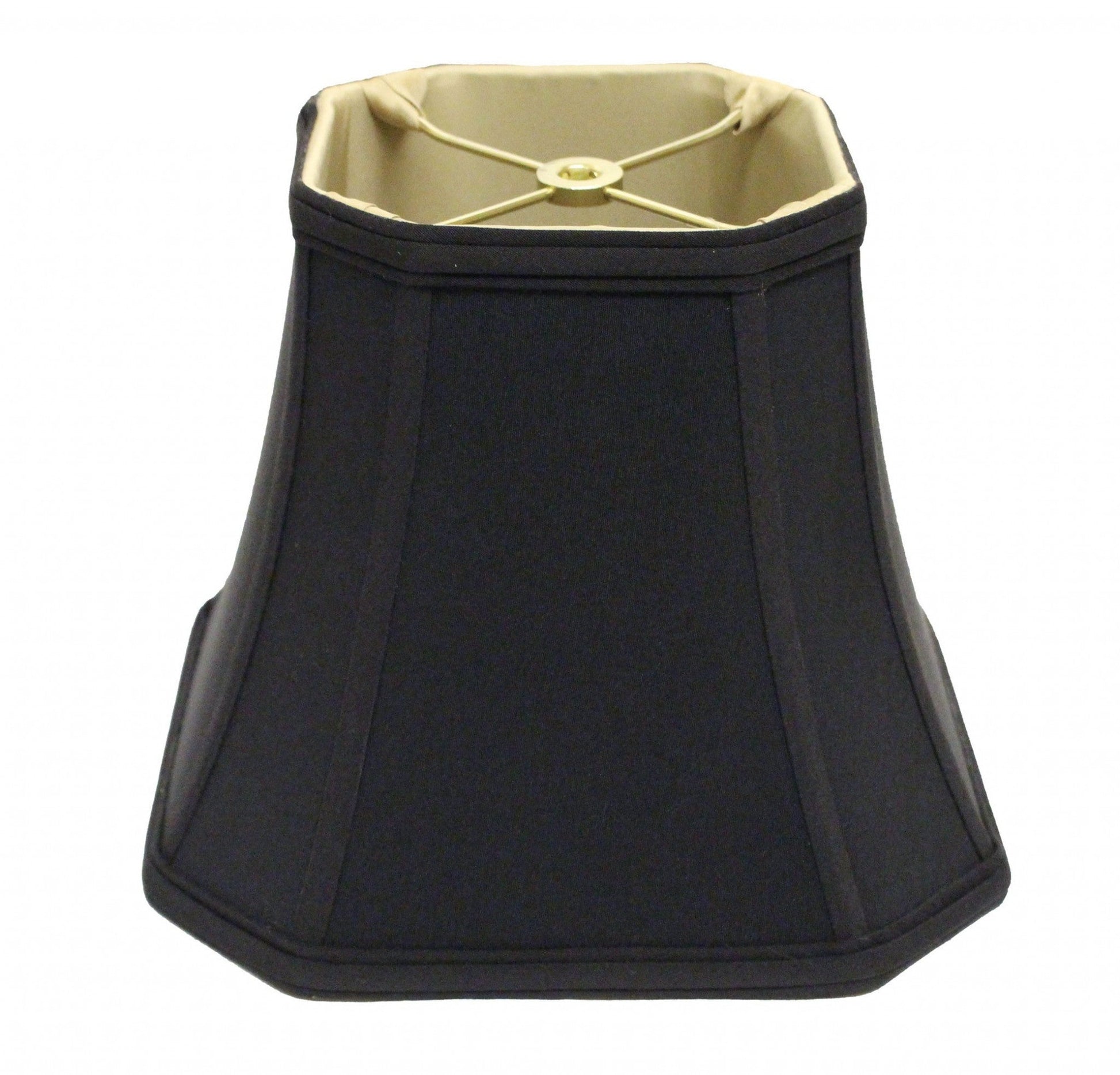 HomeRoots 16" Slanted Square Bell No Slub Lampshade in Black Finish With Bronze Lining