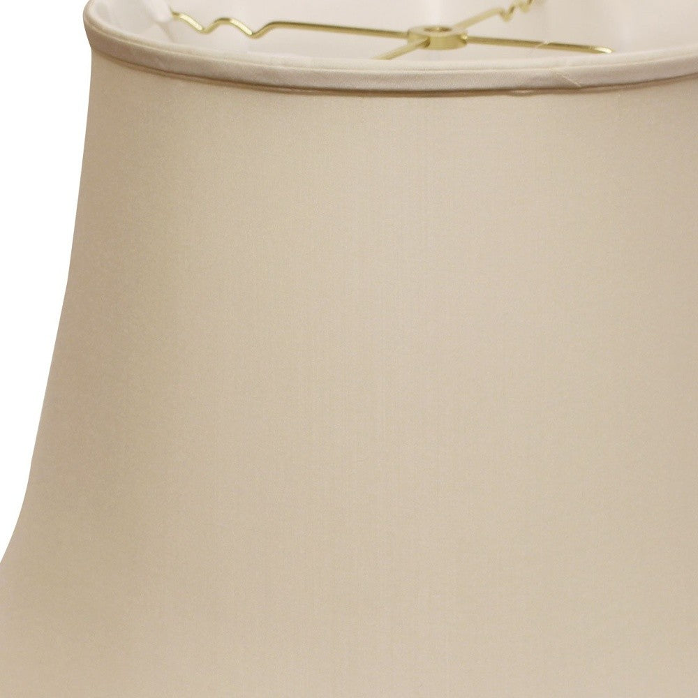 HomeRoots 16" Sloped Euro Bell Pongee Shantung Lampshade in Beige Finish