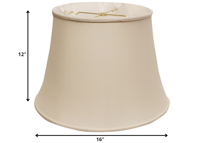 HomeRoots 16" Sloped Euro Bell Pongee Shantung Lampshade in Beige Finish