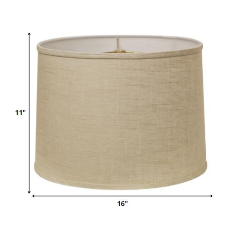 HomeRoots 16" Throwback Drum Linen Lampshade in Light Wheat Finish