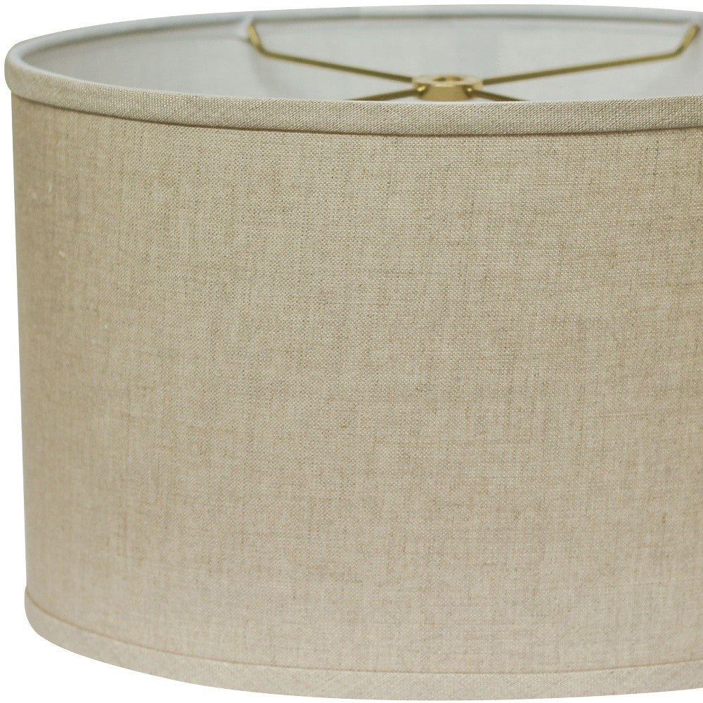 HomeRoots 16" Throwback Oval Linen Lampshade in Dark Wheat Finish