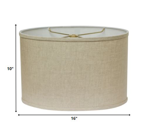 HomeRoots 16" Throwback Oval Linen Lampshade in Dark Wheat Finish