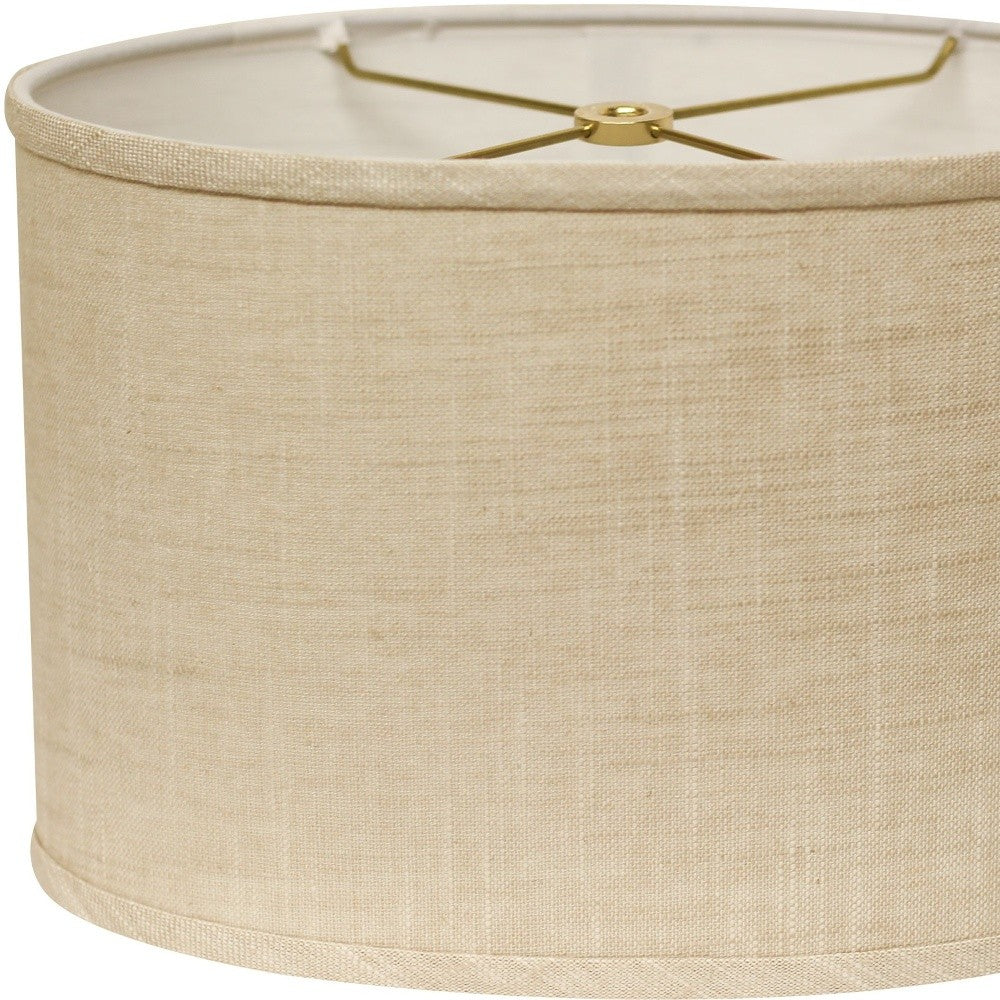 HomeRoots 16" Throwback Oval Linen Lampshade in Light Wheat Finish