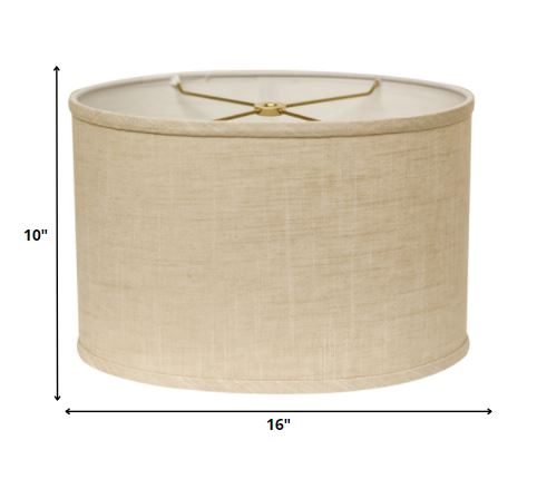 HomeRoots 16" Throwback Oval Linen Lampshade in Light Wheat Finish