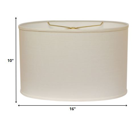 HomeRoots 16" Throwback Oval Linen Lampshade in White Finish