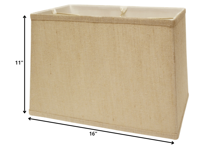 HomeRoots 16" Throwback Rectangle Burlap Lampshade With Golden Fiber Finish