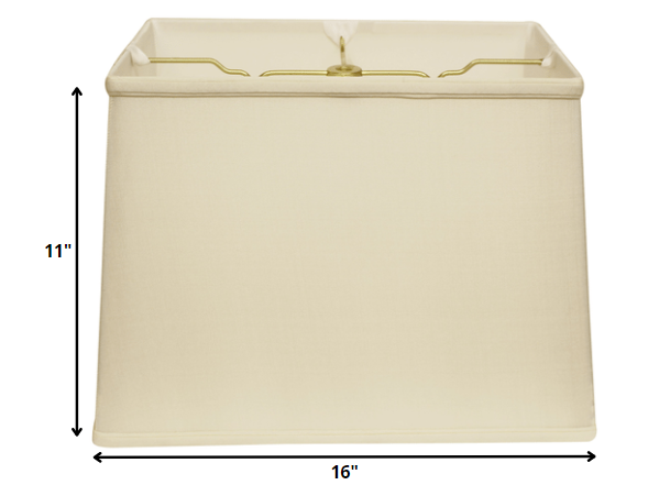 HomeRoots 16" Throwback Rectangle Pongee Silk Lampshade in Ivory Finish