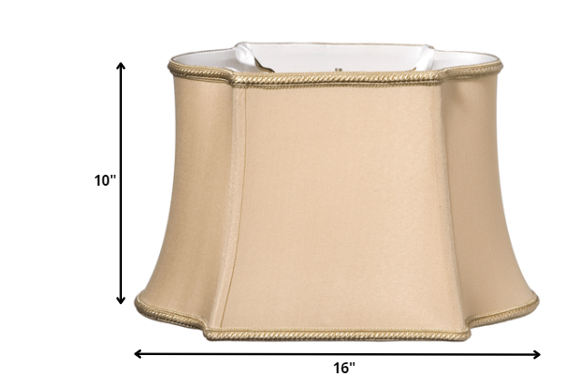HomeRoots 16" Vintage Premium Oblong Shantung Lampshade With Gold Finish