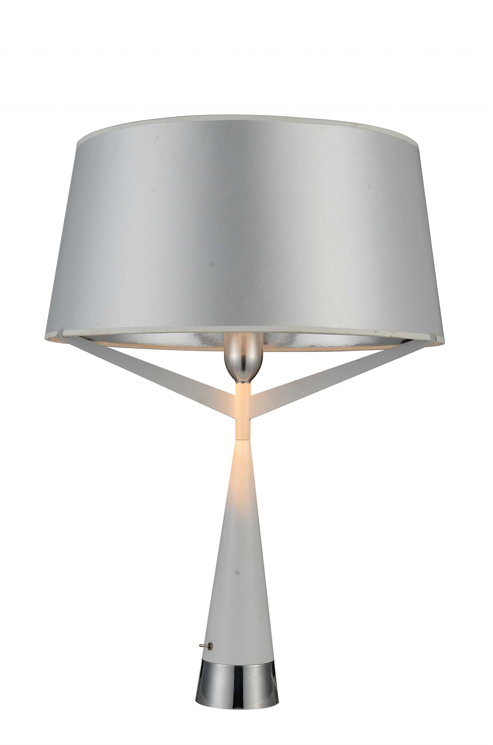 HomeRoots 16" x 16" x 24" Carbon Steel Table Lamp in White Finish
