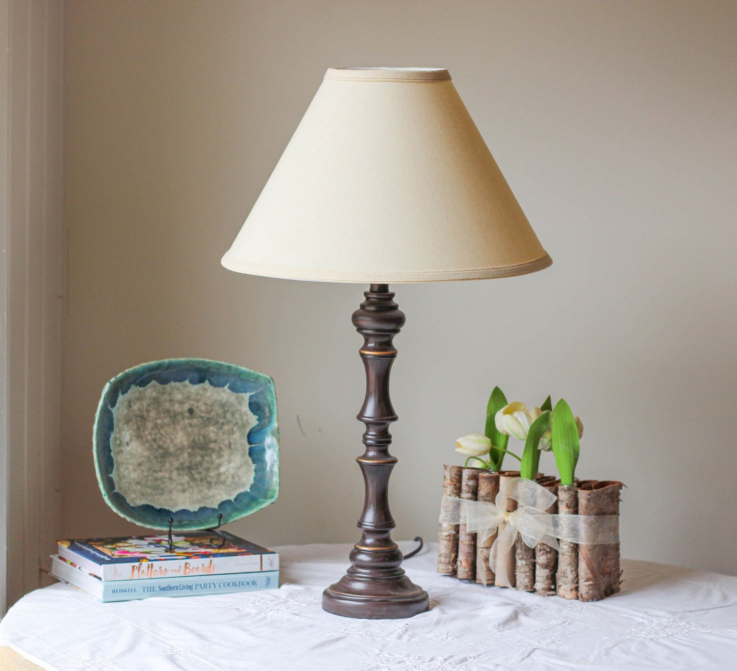 HomeRoots 17" Deep Cone Slanted Linen Lampshade With Parchment Beige Finish