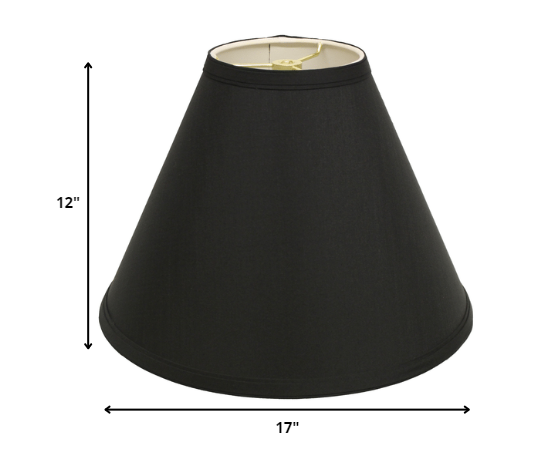 HomeRoots 17" Deep Cone Slanted No Shantung Lampshade in Jet Black Finish