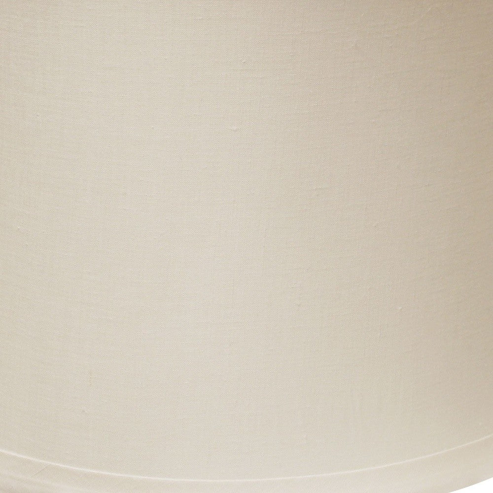 HomeRoots 17" Drum Trimmed Linen Lampshade in Snow Finish