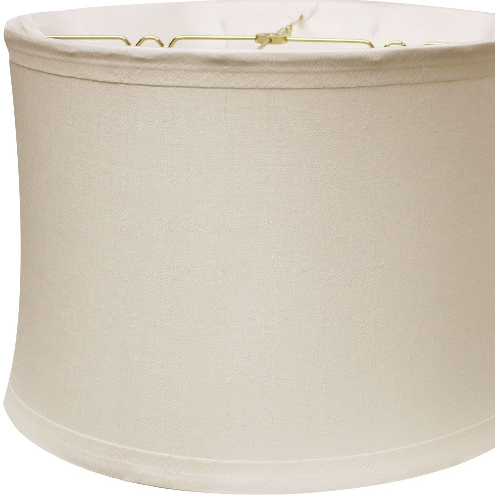 HomeRoots 17" Drum Trimmed Linen Lampshade in Snow Finish