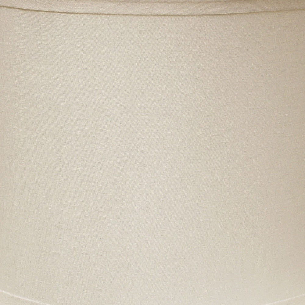 HomeRoots 17" Drum Trimmed Linen Lampshade in Snow Finish