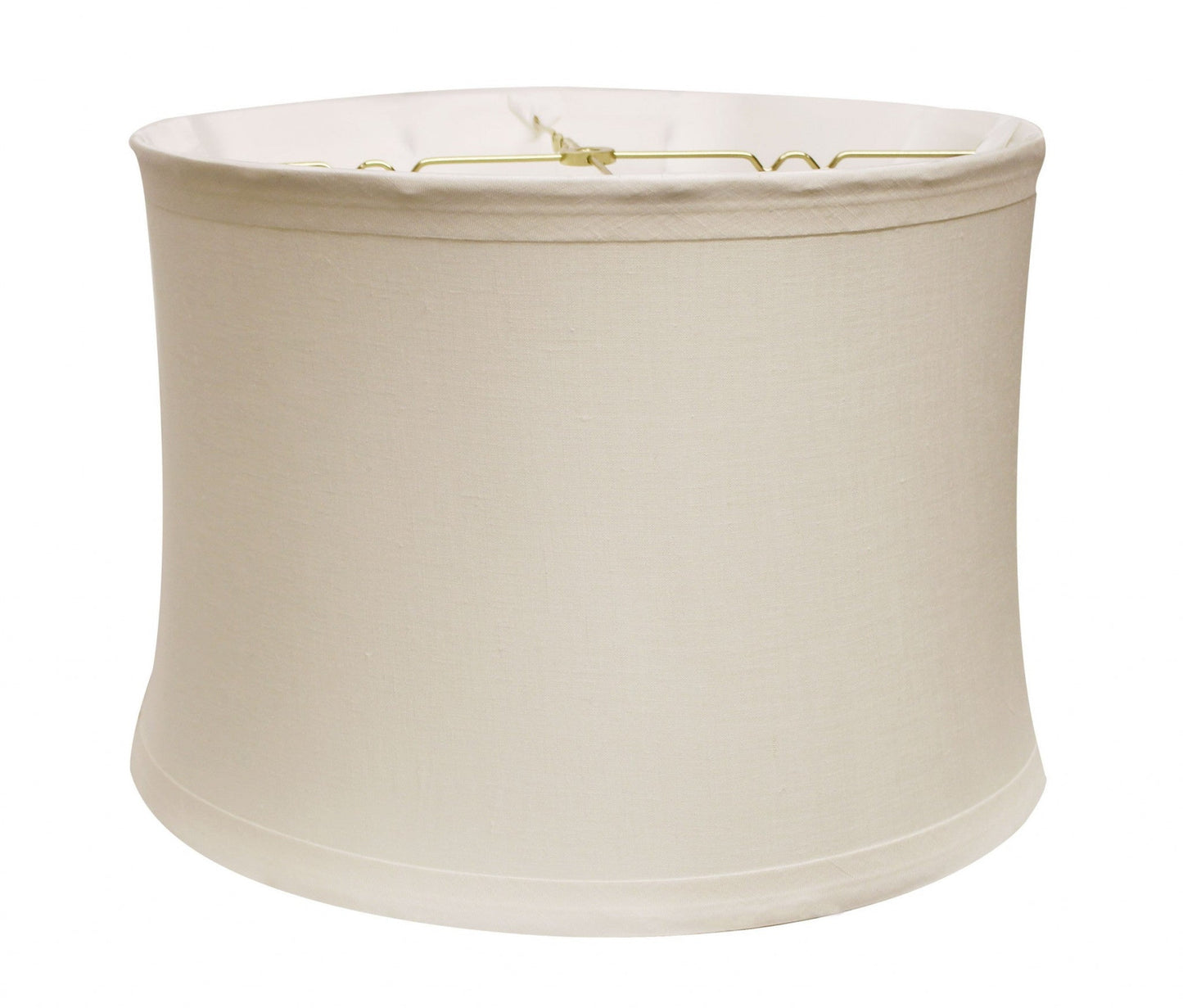 HomeRoots 17" Drum Trimmed Linen Lampshade in Snow Finish