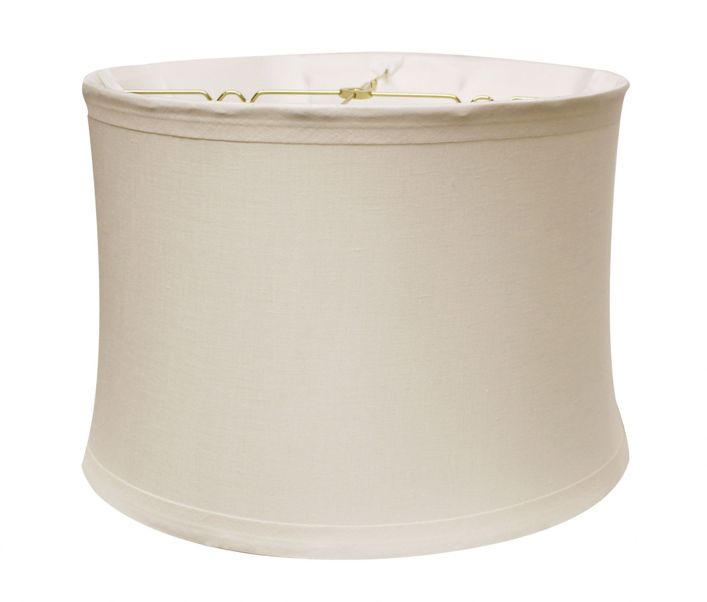 HomeRoots 17" Drum Trimmed Linen Lampshade in Snow Finish