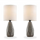 HomeRoots 17" Gray Ceramic Bedside Table Lamp With White Shade in Set of Two