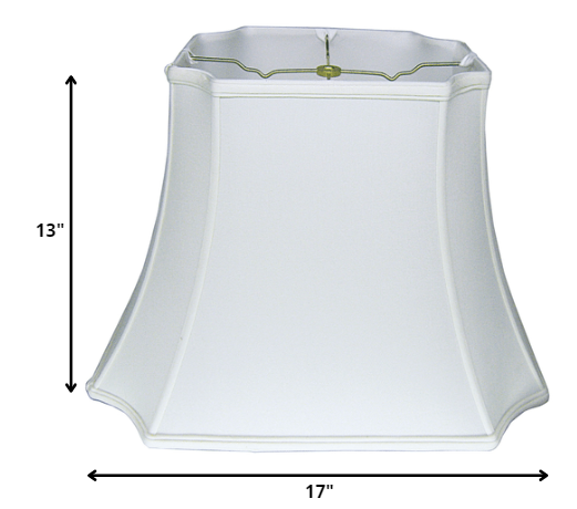 HomeRoots 17" Inverted Rectangle Shantung Lampshade in Snow Finish