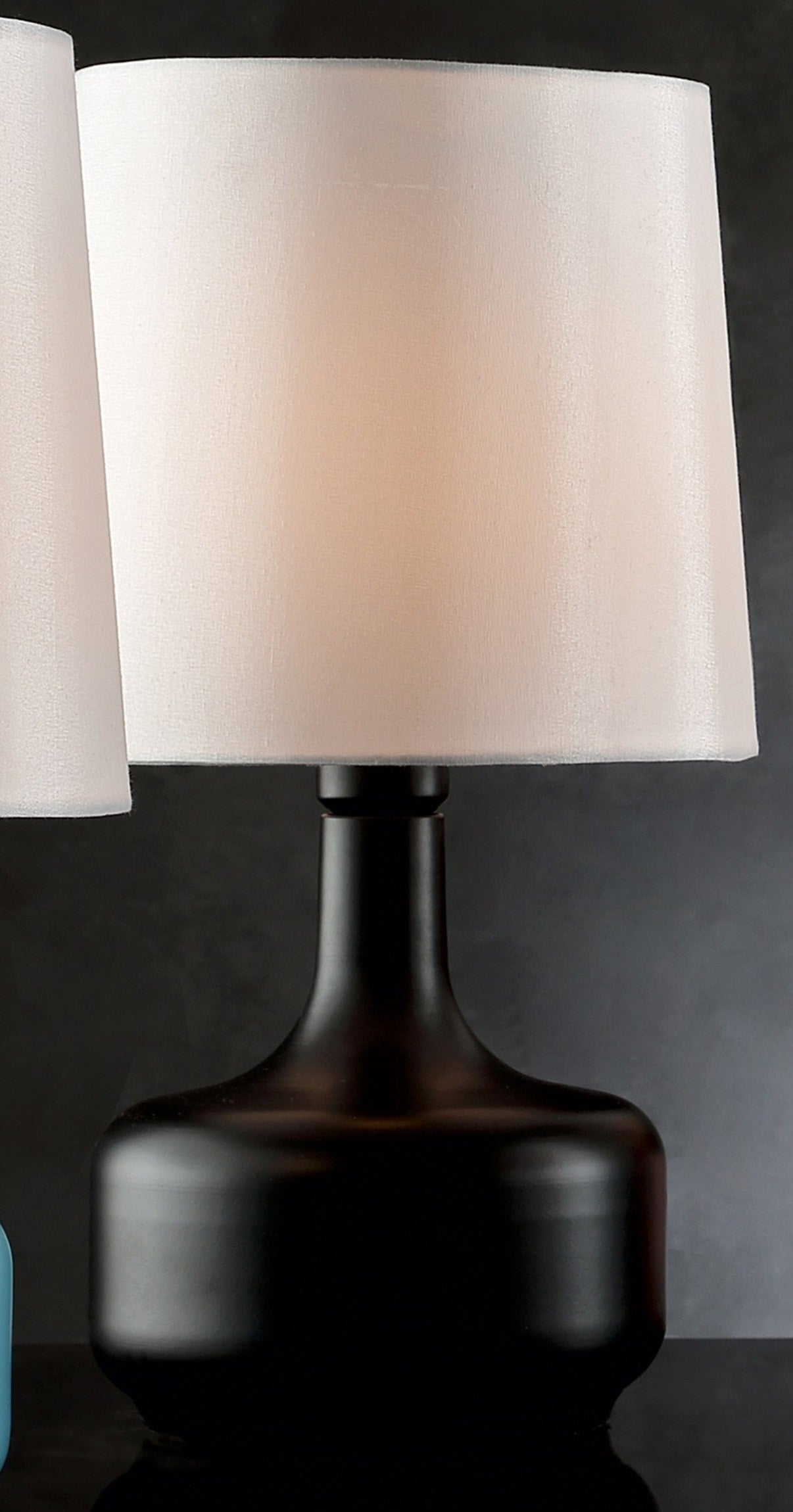 HomeRoots 17" Modern Table Lamp With Touch Switch in Matte Black Finish
